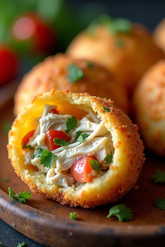 acaraj with spicy chicken filling