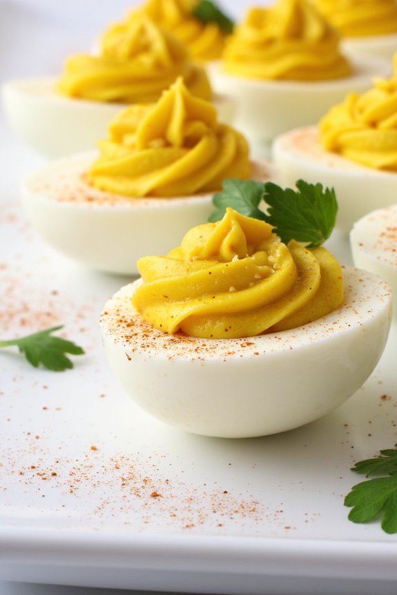 aji amarillo flavored deviled eggs