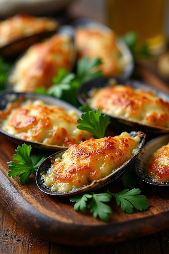 baked mussels with cheese
