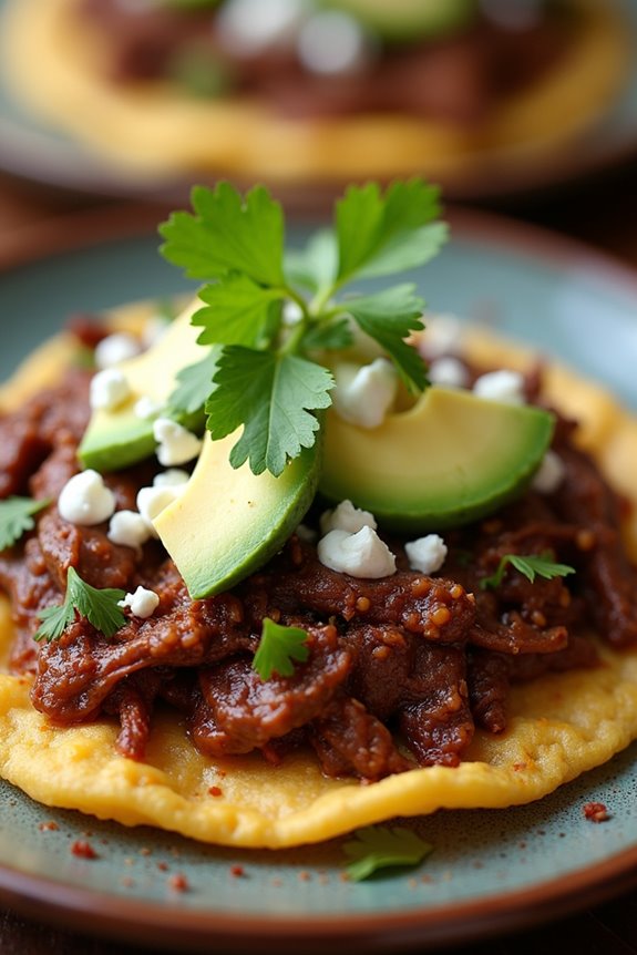 beef sopes with avocado