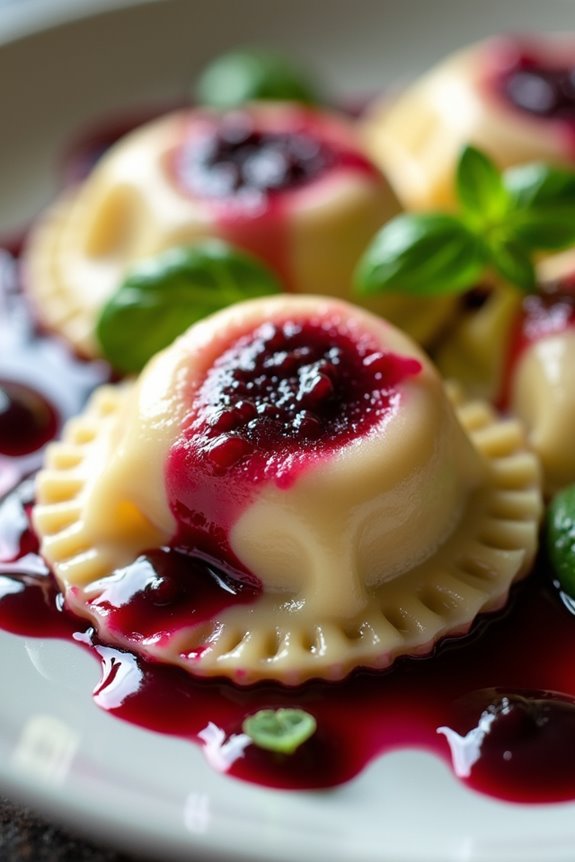beet goat cheese ravioli