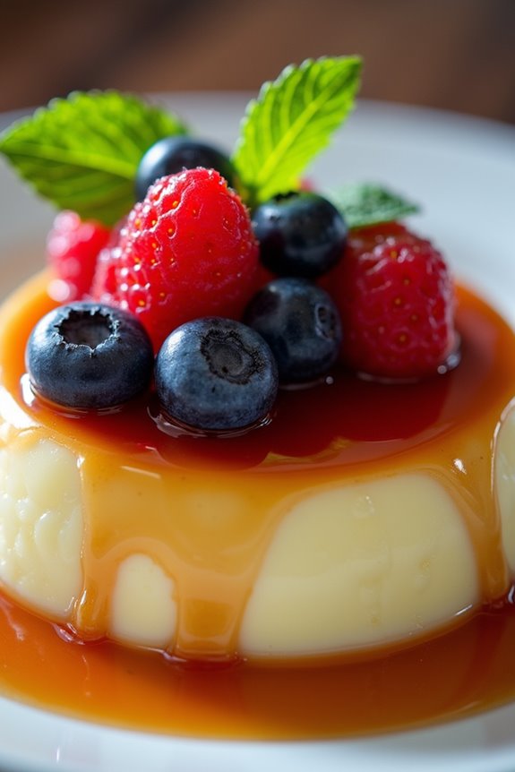 berry topped leche asada