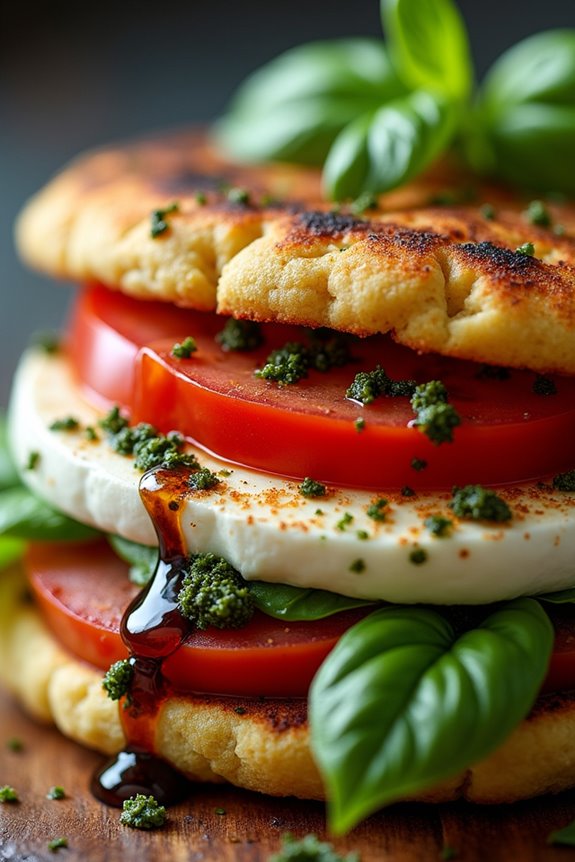 caprese arepa with pesto