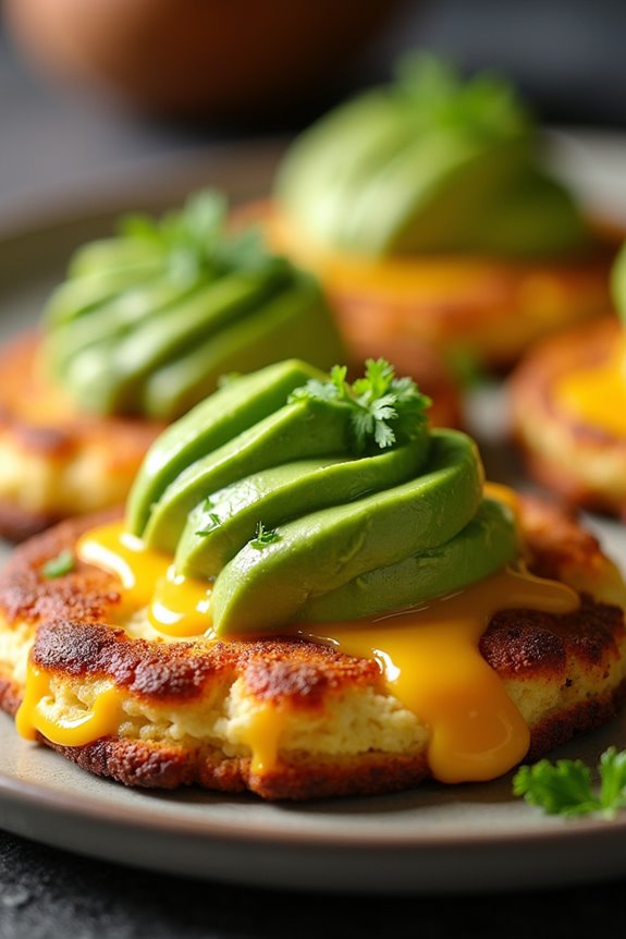 cheesy arepas with avocado