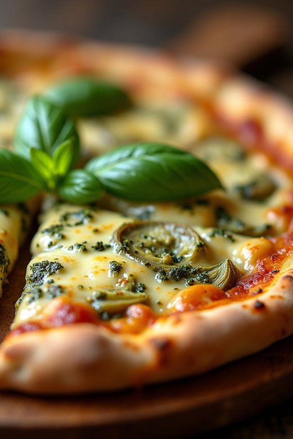 cheesy artichoke pesto fugazzeta