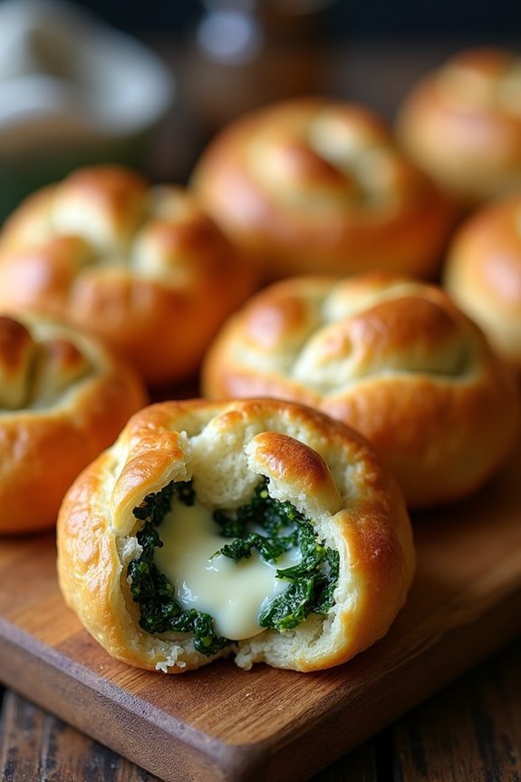 cheesy spinach filled bread