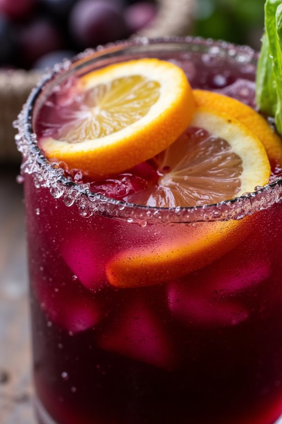 chicha morada with citrus