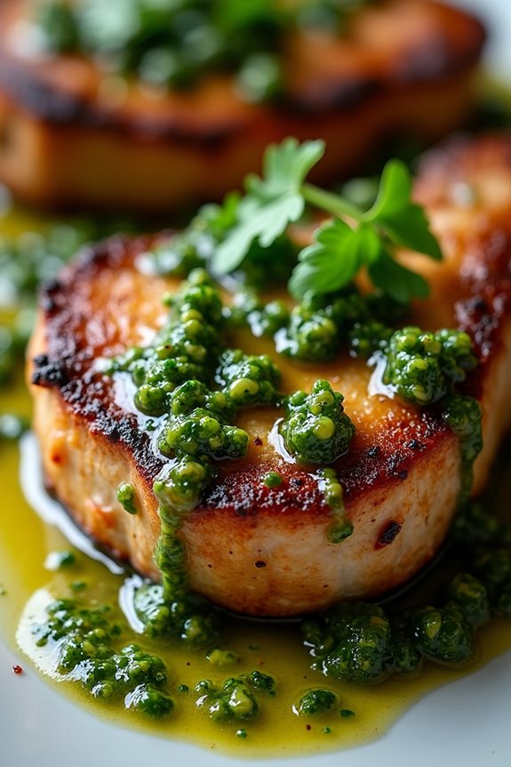 chimichurri infused crispy pork chops