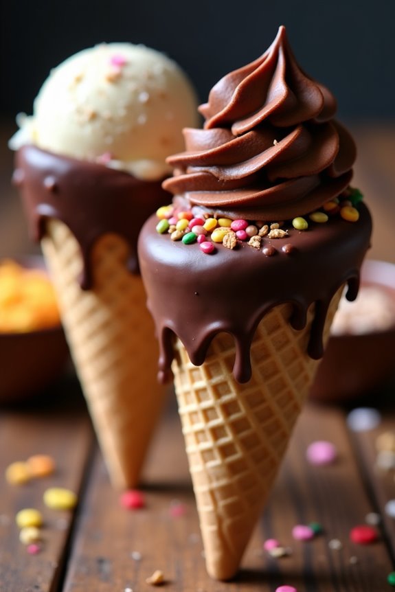 chocolate dipped ice cream cones