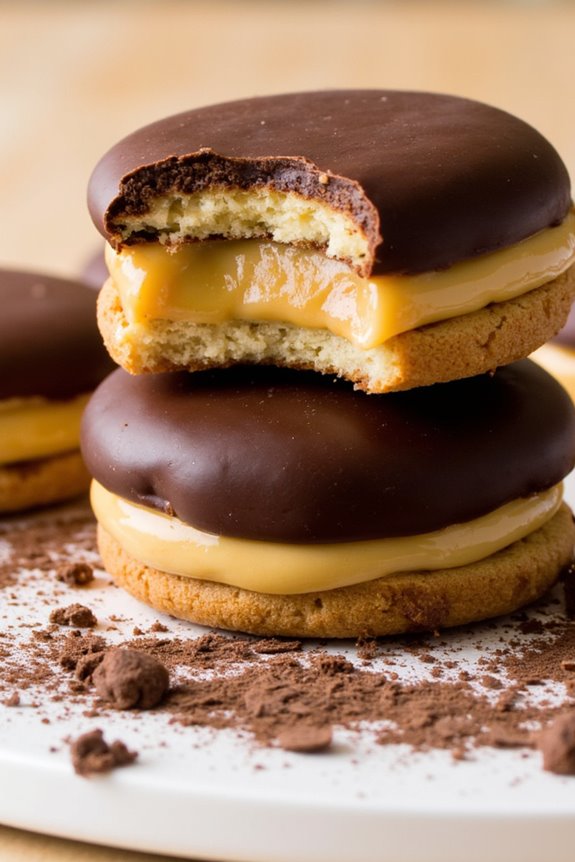 chocolate filled crumbly cookies