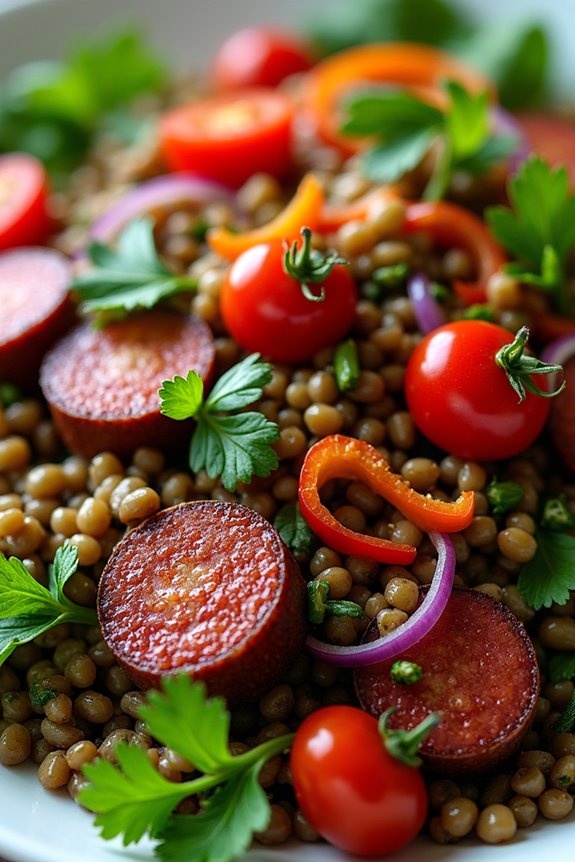 chorizo lentil salad delight