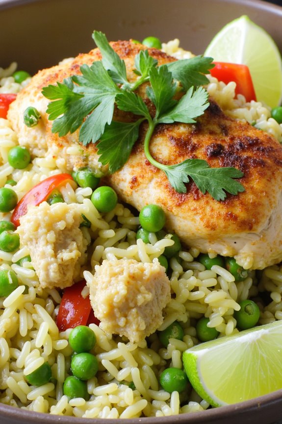 cilantro infused chicken rice dish