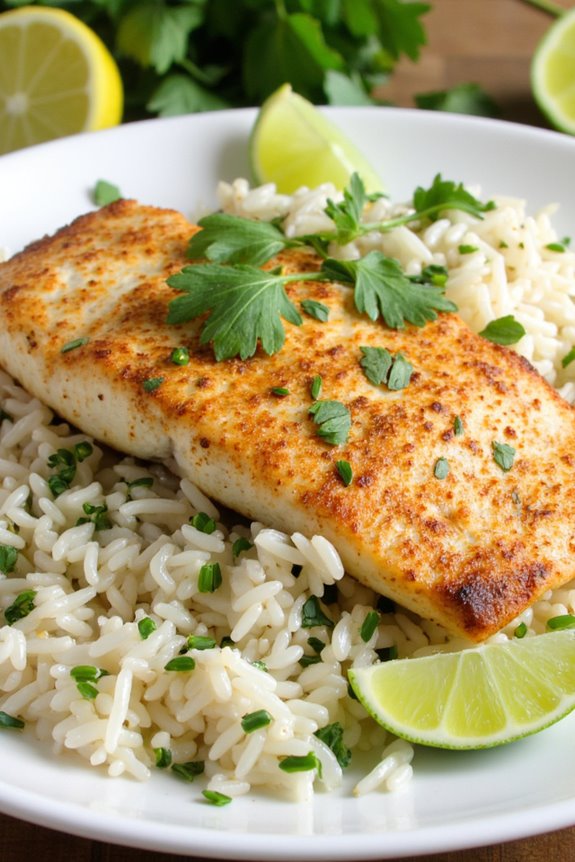 cilantro lime fish rice dish