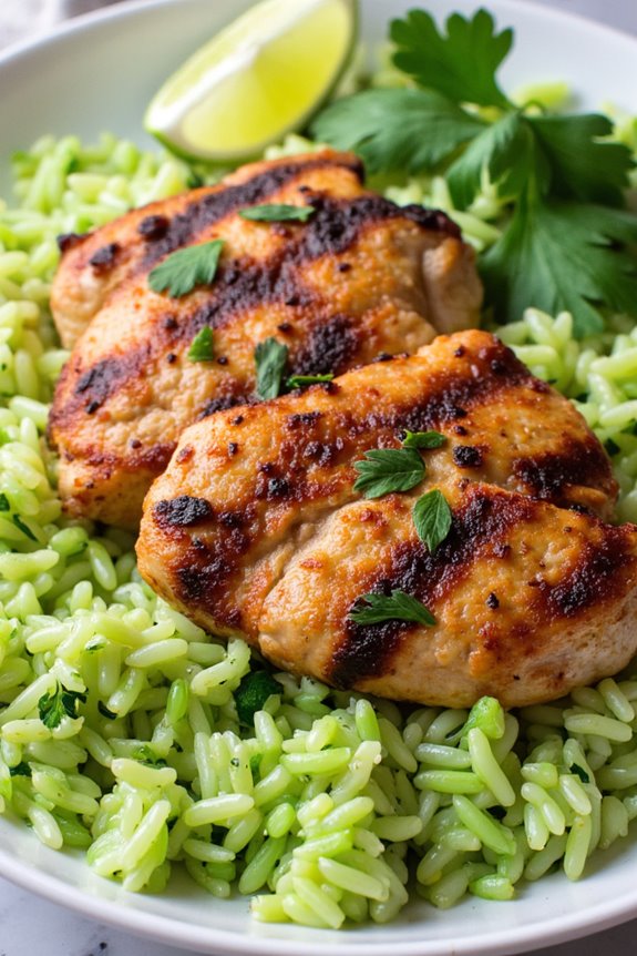 cilantro rice and grilled chicken