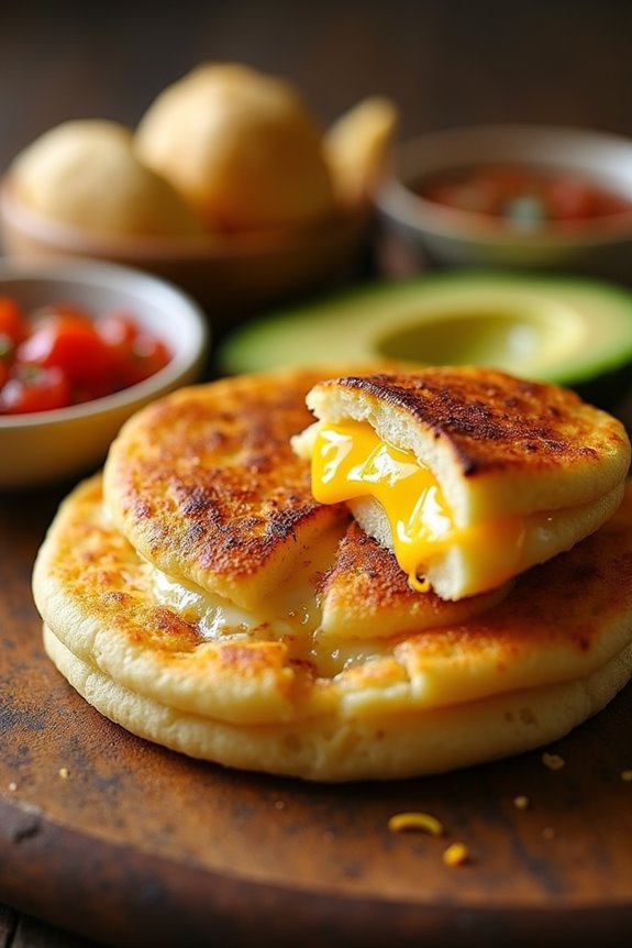 classic cheesy cornmeal arepas