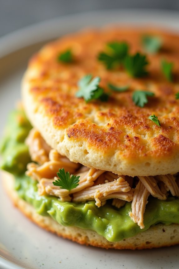 classic venezuelan chicken arepa