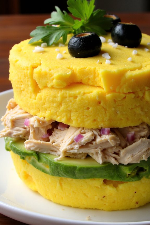 colorful layered potato salad