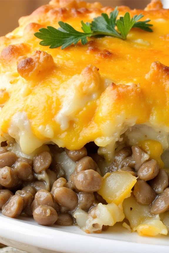 comforting lentil potato casserole