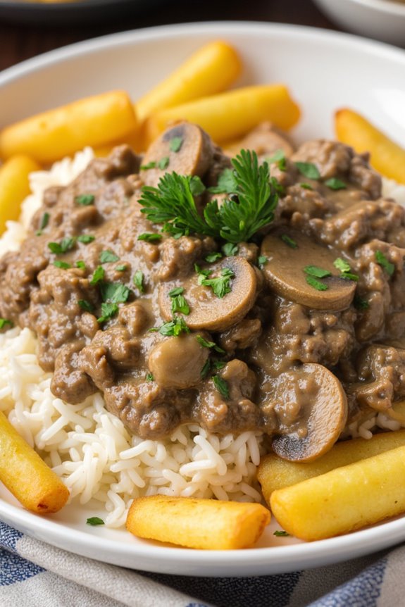 creamy brazilian beef stroganoff