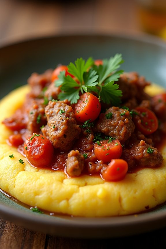 creamy cornmeal with ragu