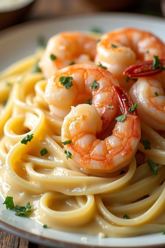 creamy garlic shrimp pasta