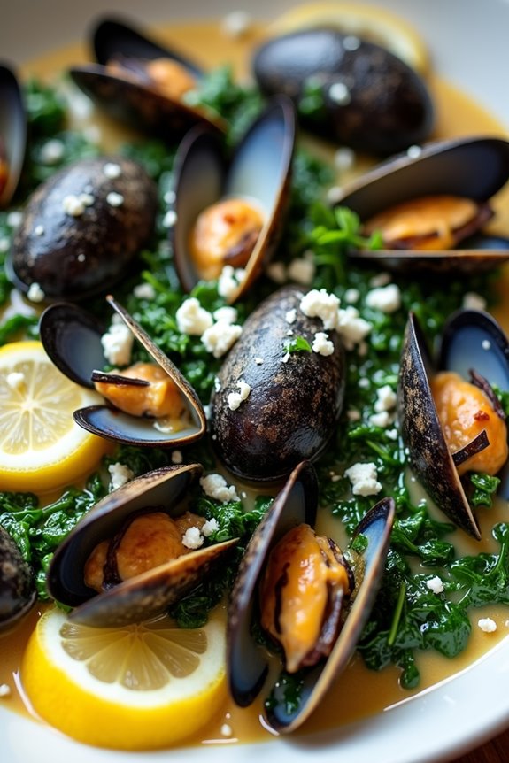 creamy mussels with feta
