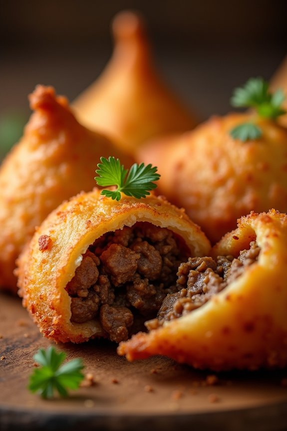 crispy beef filled brazilian coxinhas