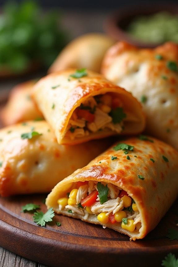 crispy chicken filled pastries