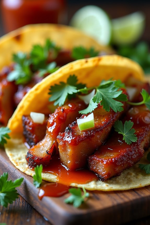crispy flavorful pork belly tacos