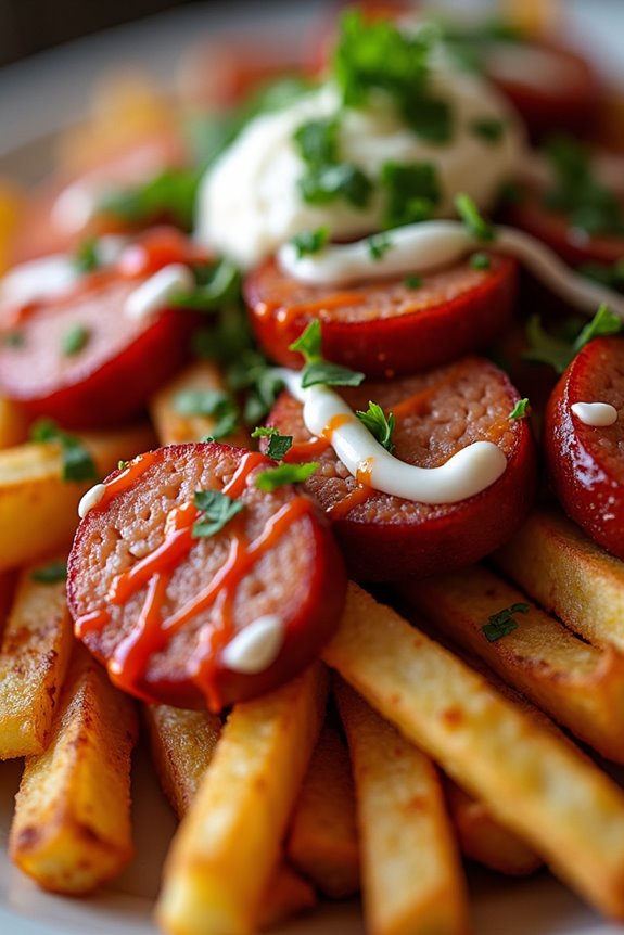 crispy fries with sausage