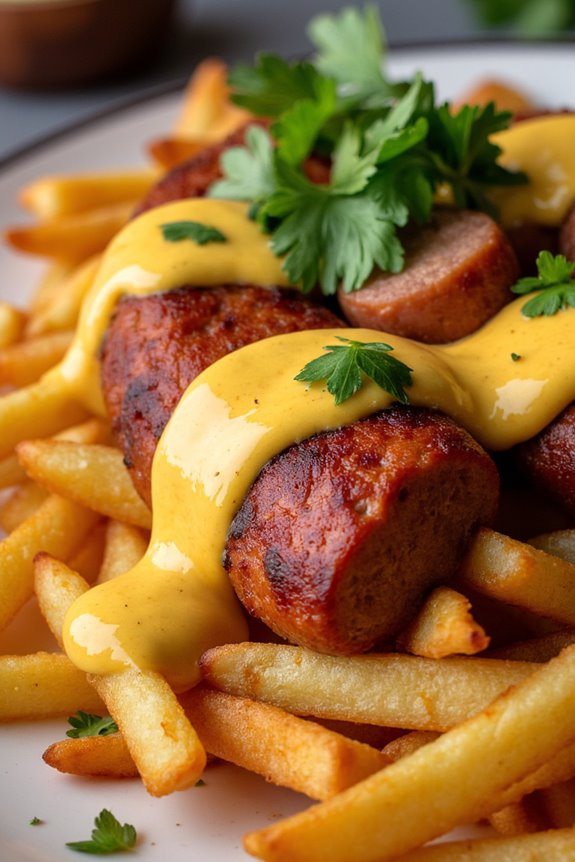 crispy fries with sausages