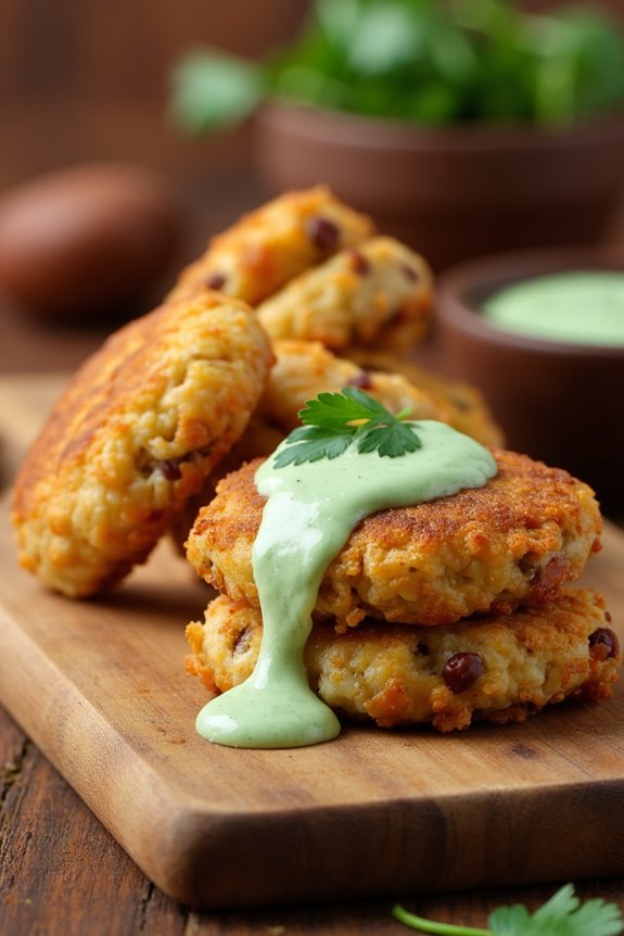 crispy fritters with cilantro