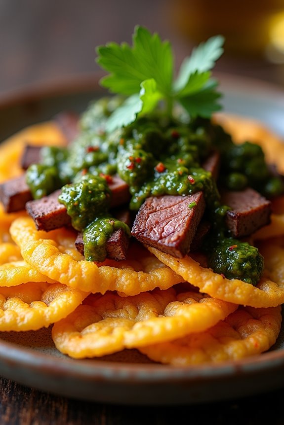 crispy patacones with beef