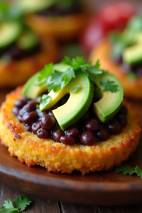 crispy plantains with toppings