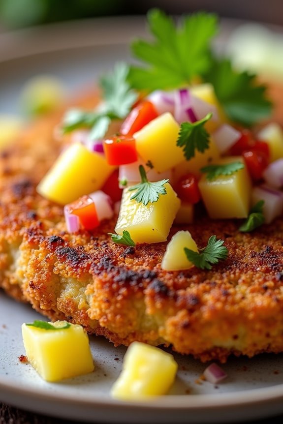 crispy pork with pineapple salsa