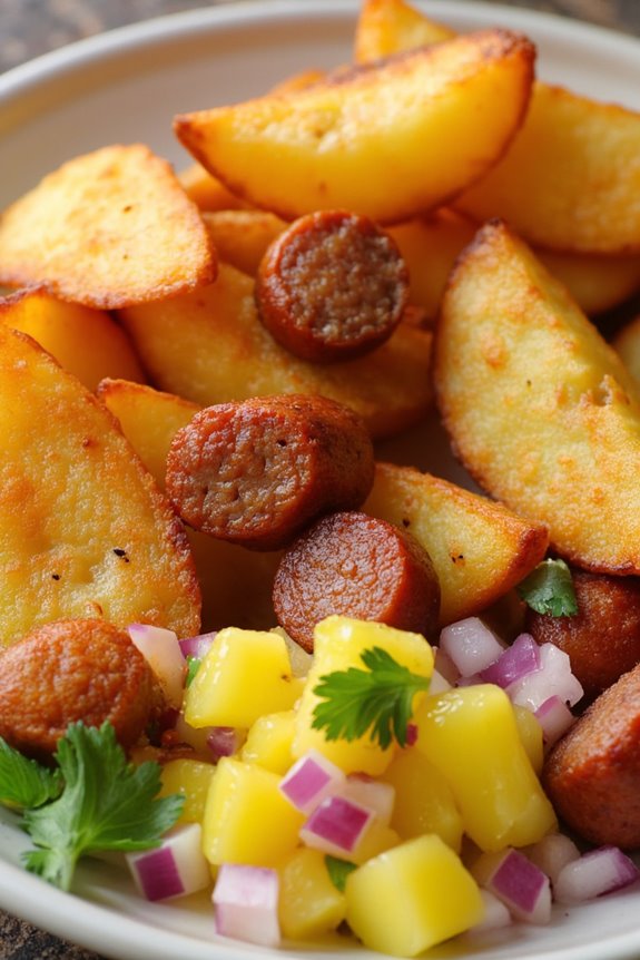 crispy potatoes savory sausages