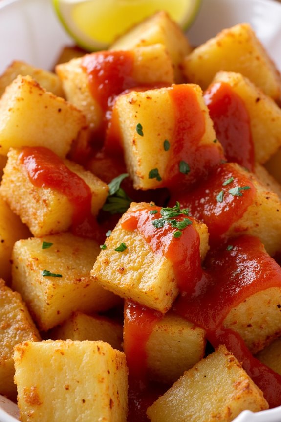 crispy potatoes with spicy sauce
