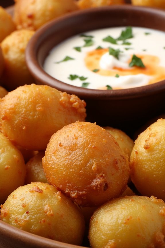 crispy potatoes with zesty sauce