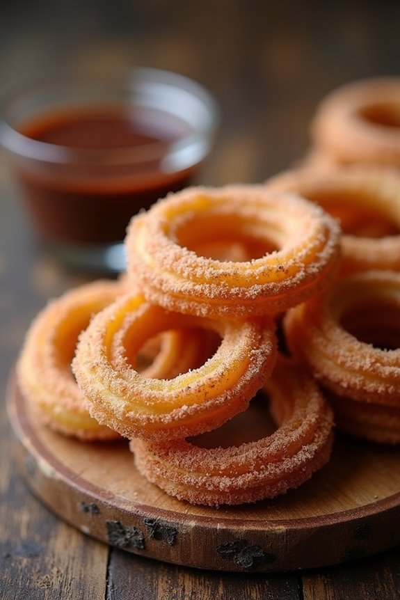 crispy sweet chocolate dipped churros