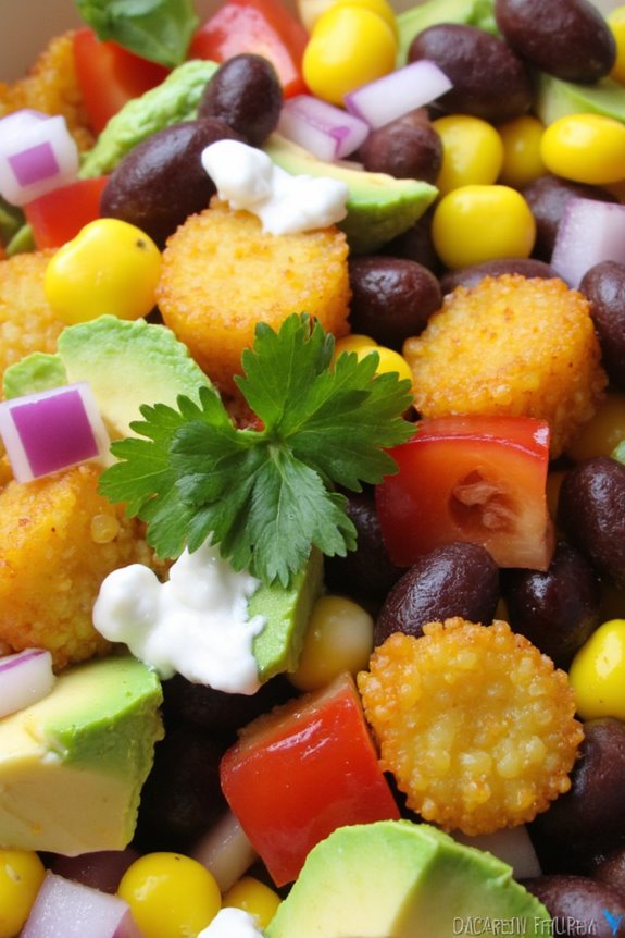 crispy yuca beans corn