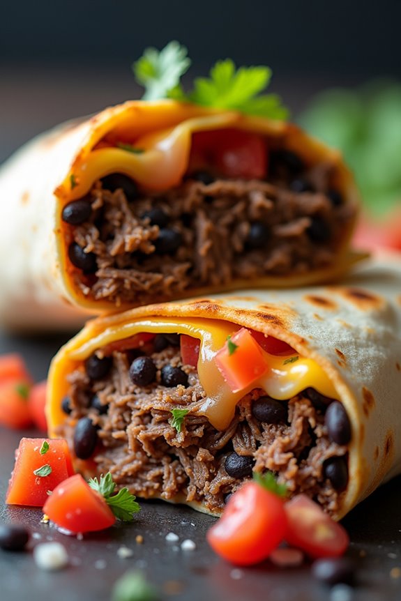 delectable shredded beef burritos