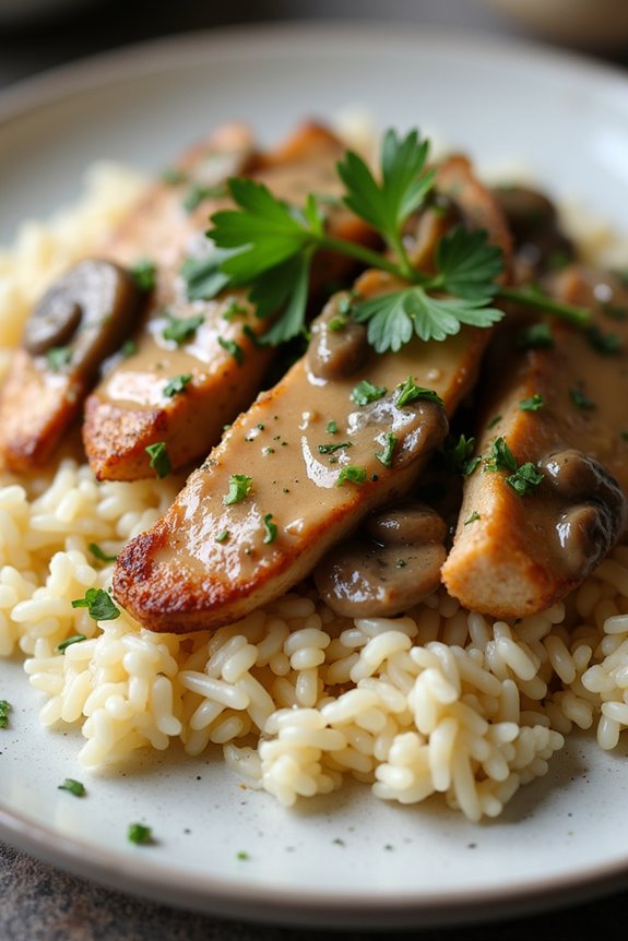 delicious creamy chicken stroganoff