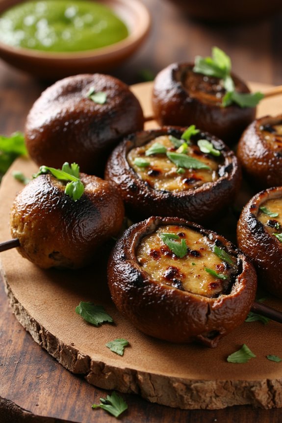 delicious grilled mushroom skewers