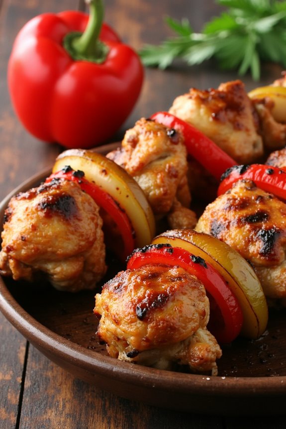 delicious marinated chicken skewers