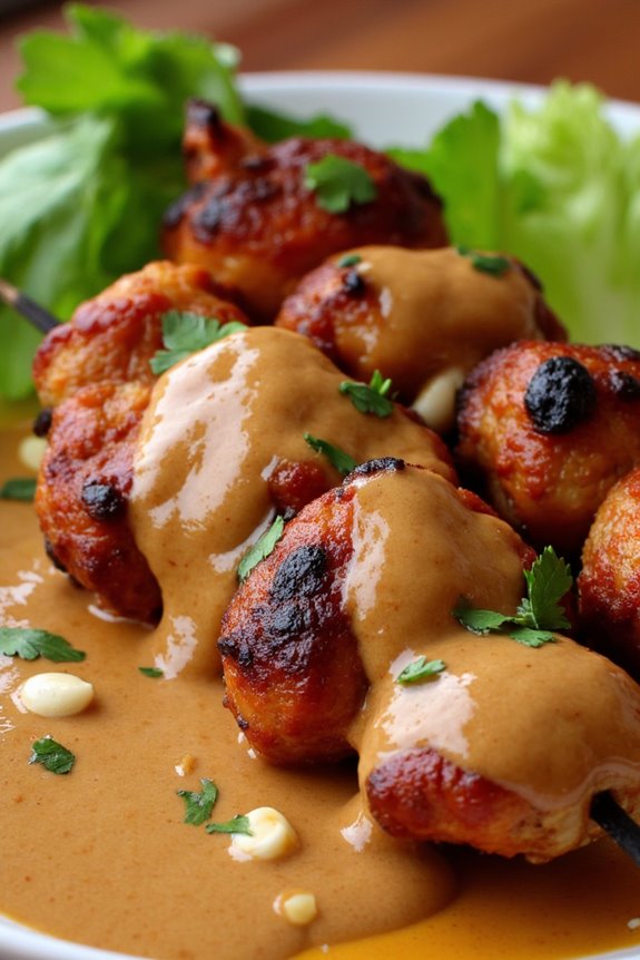 delicious skewered pork satay