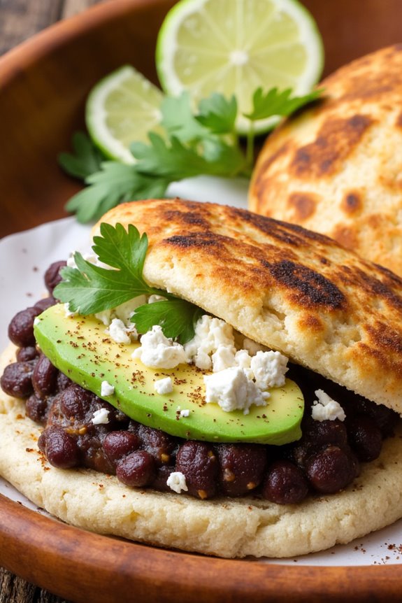 delicious vegetarian black bean arepas