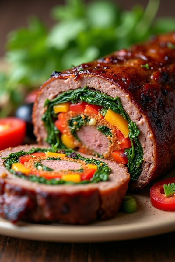 flank steak with vegetable stuffing