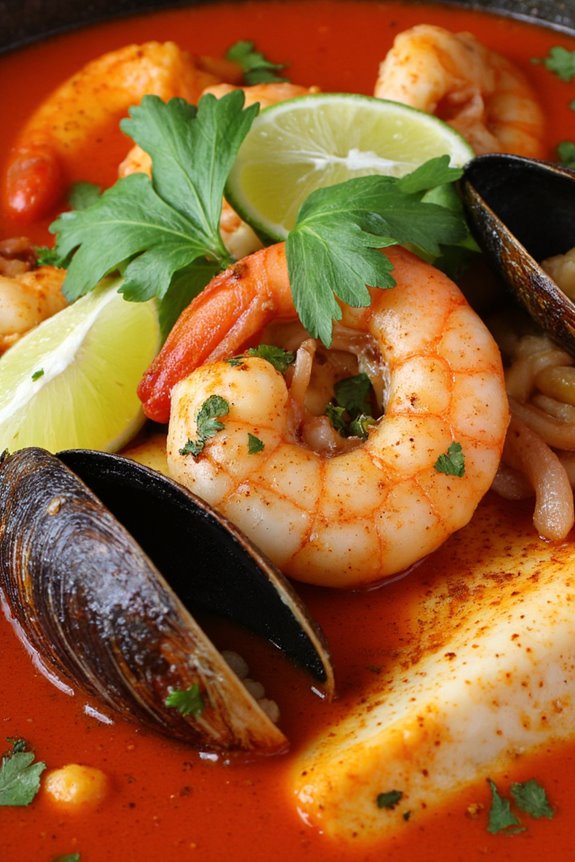 flavorful seafood soup with lime