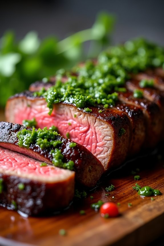 flavorful steak with chimichurri