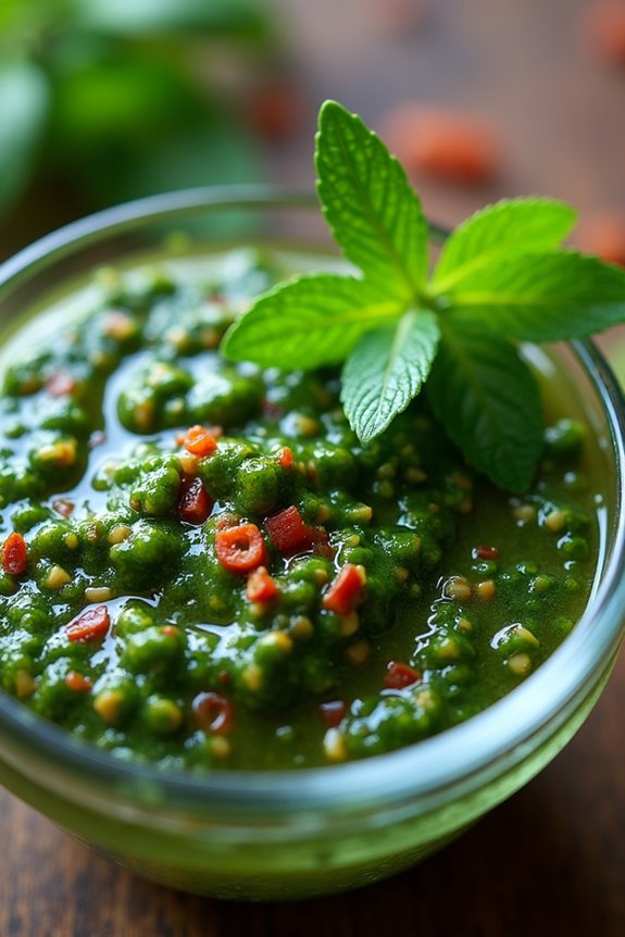 fresh mint chimichurri sauce